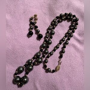 14K gold and Hematite set